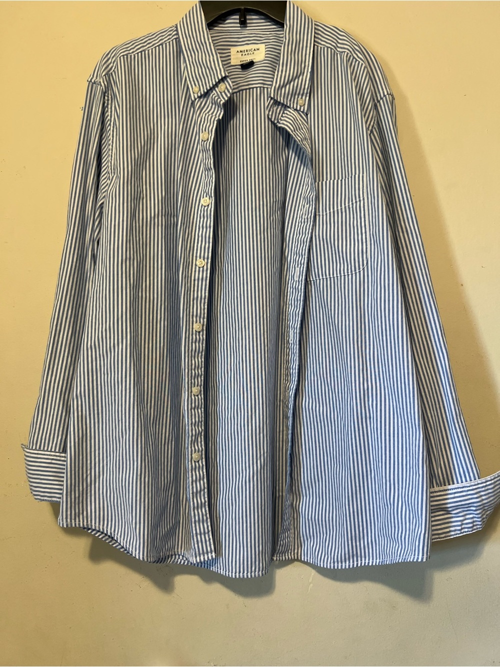 American Eagle Men’s Button-Down Blue & White Stripe Shirt